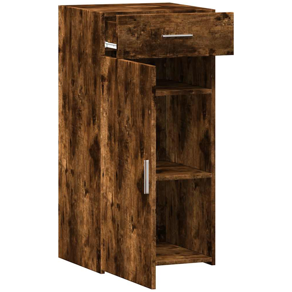 vidaXL Single Door Single Drawer Smoked Oak Sideboard Image 8