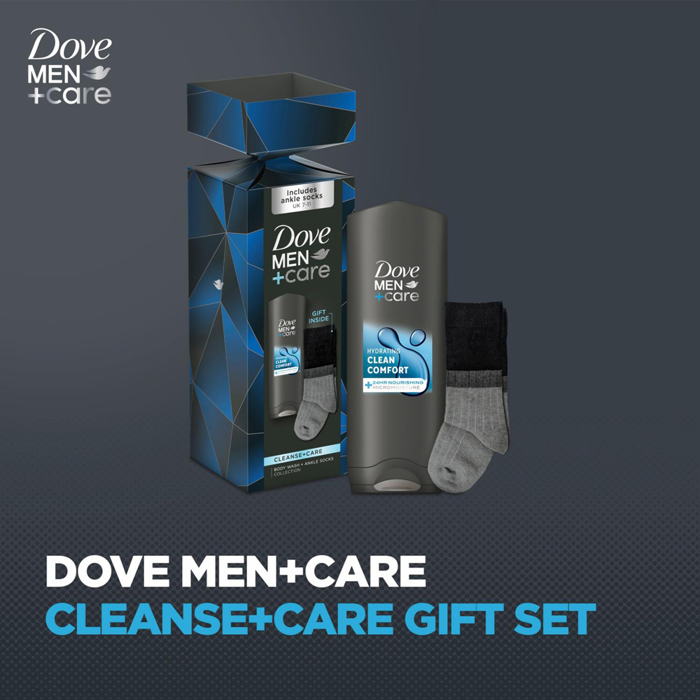 Dove Men+Care Cleanse+Care Body Wash and Socks Gift Set 2 Pack Image 3