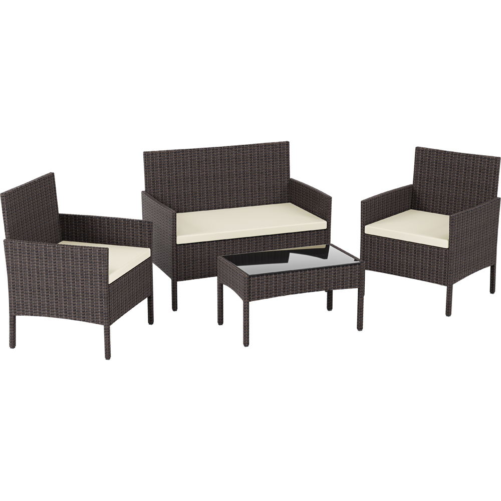 GARDEN VIDA Kendal 4 Seater Brown PE Rattan Garden Lounge Set with Cover Image 2