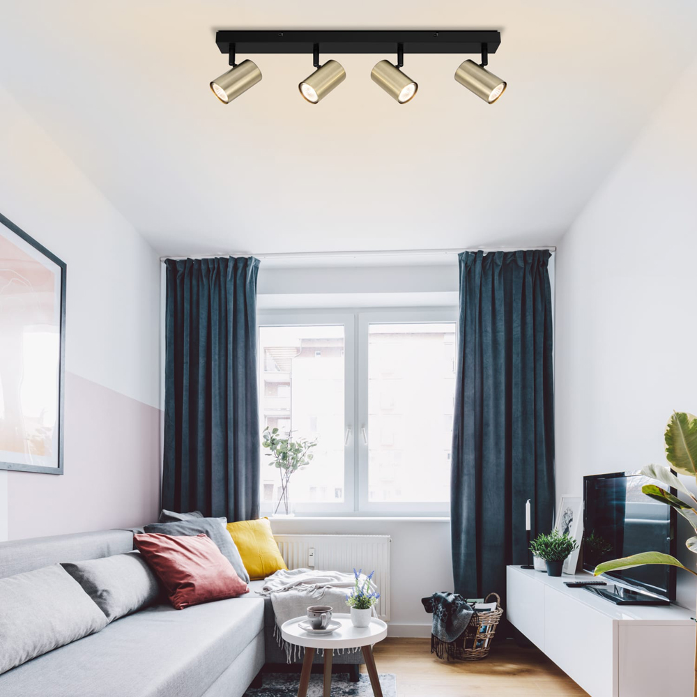 Cosylyte Grafton Brushed Brass 4 Light Spotlight with Matt Black Base Image 6