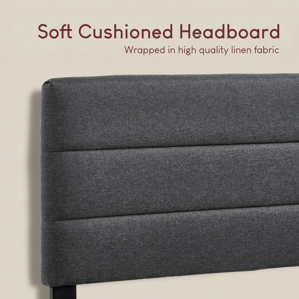 VIDA DESIGNS Vandura Double Dark Grey Linen Fabric Bed Image 6