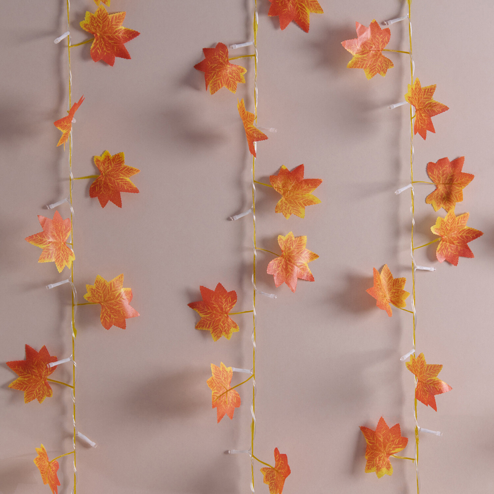 90 LED Maple Leaves Curtain Light Orange Image 6