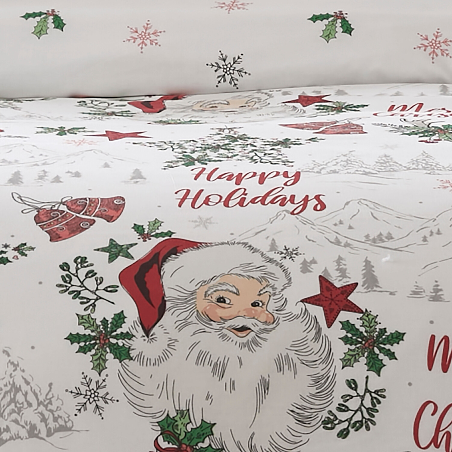 Santas North Pole Duvet Cover and Pillowcase Set - Green / King Image 5