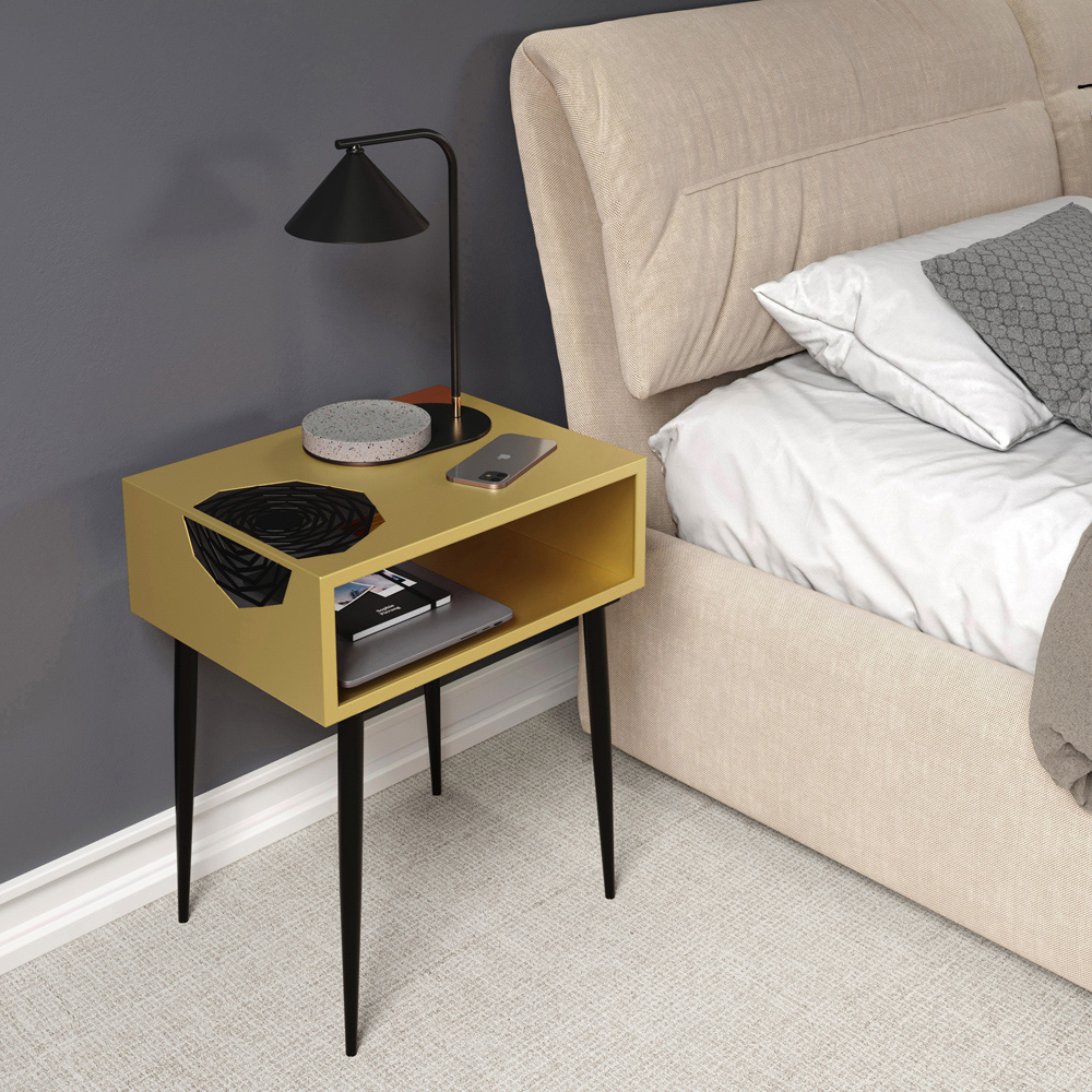 Core Products Galaxy Gold and Black Metal Bedside Table Image 5