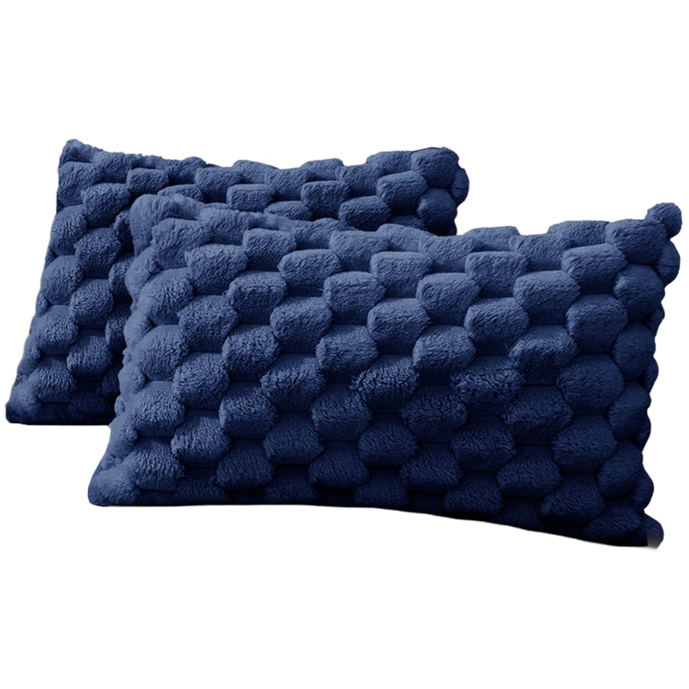 Velosso Navy Chunky Popcorn Pillowcase 2 Pack Image 1