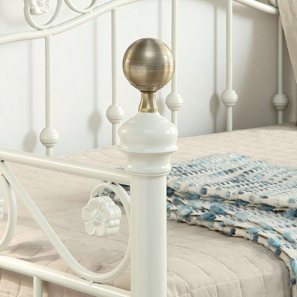 OAT Home Mayfair Single White and Brass and Black Guest Trundle Metal Day Bed Image 3
