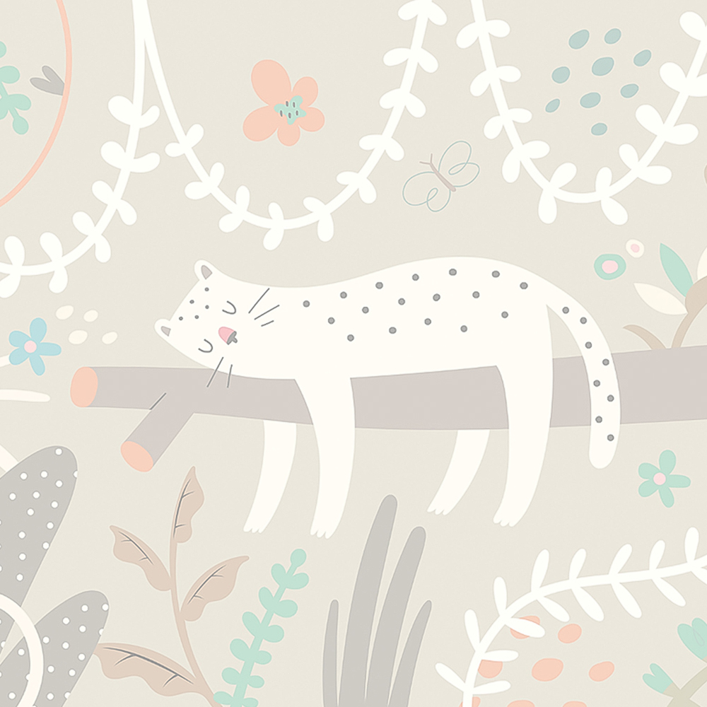 Origin Murals Sleeping Jungle Leopard Grey Wall Mural Image 2