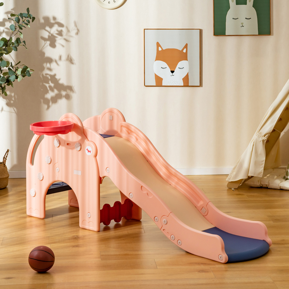 Costway 4 in 1 Pink Kids Elephant Shape Play Slide Image 2