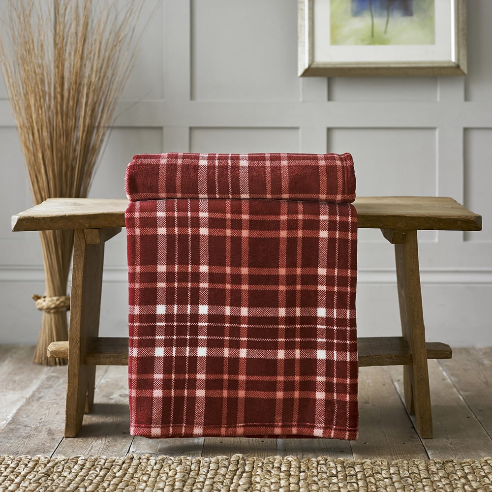 Deyongs Merlot Snuggle Touch Tartan Throw 140 x 180cm Image 2