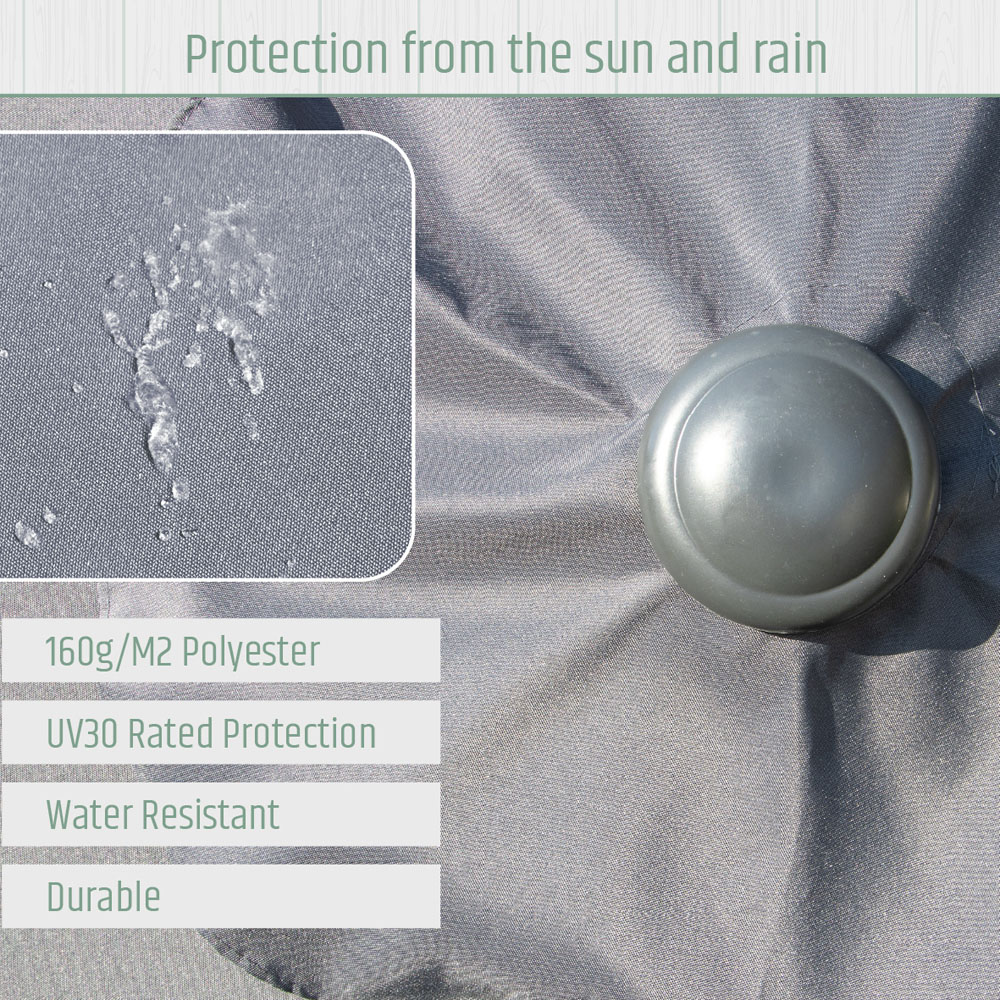 Gardenkraft Light Grey Crank and Tilt Wooden Parasol 2.7m Image 5