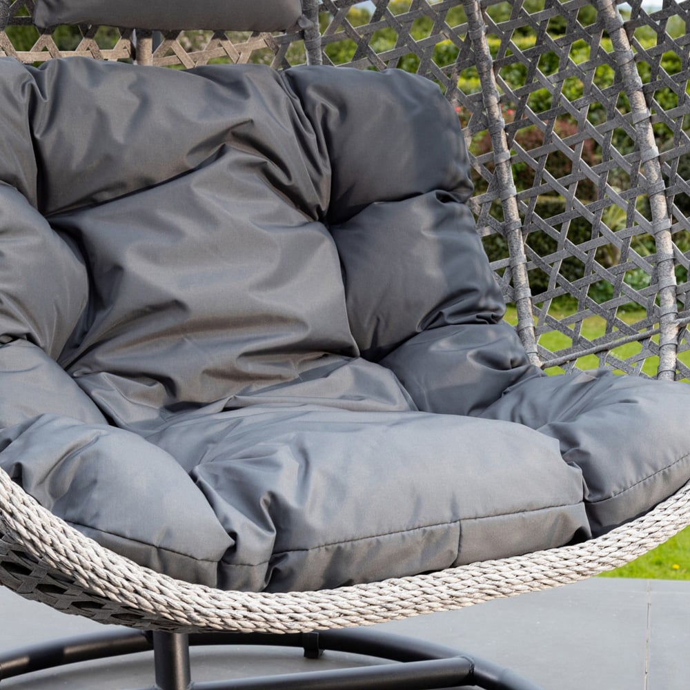 Oakley 2 Seater Rattan Dark Grey Swing Egg Pod Chair Image 4