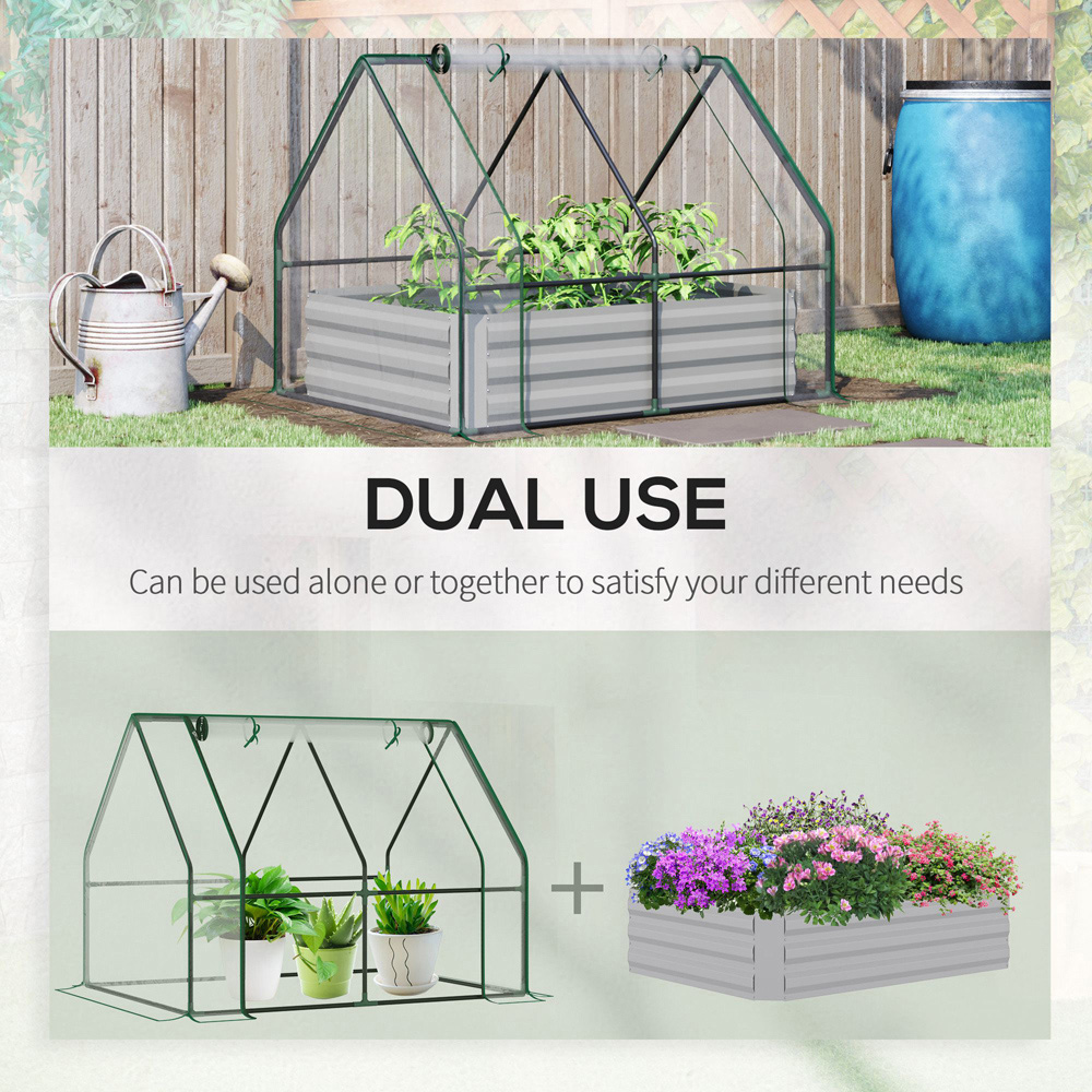 Outsunny Steel Raised Garden Bed Planter with Greenhouse Image 4