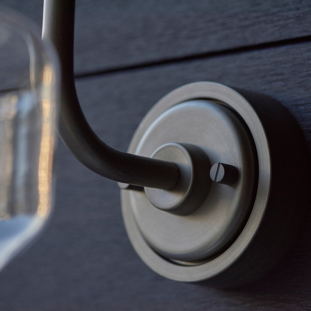 Merano Monza Brushed Silver Clear Glass Outdoor Dome Wall Lamp Image 4