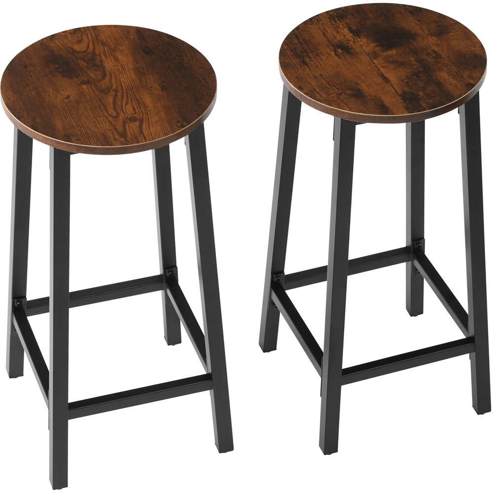 tectake Corby Dark Wood Set of 2 Bar Stool Image 3