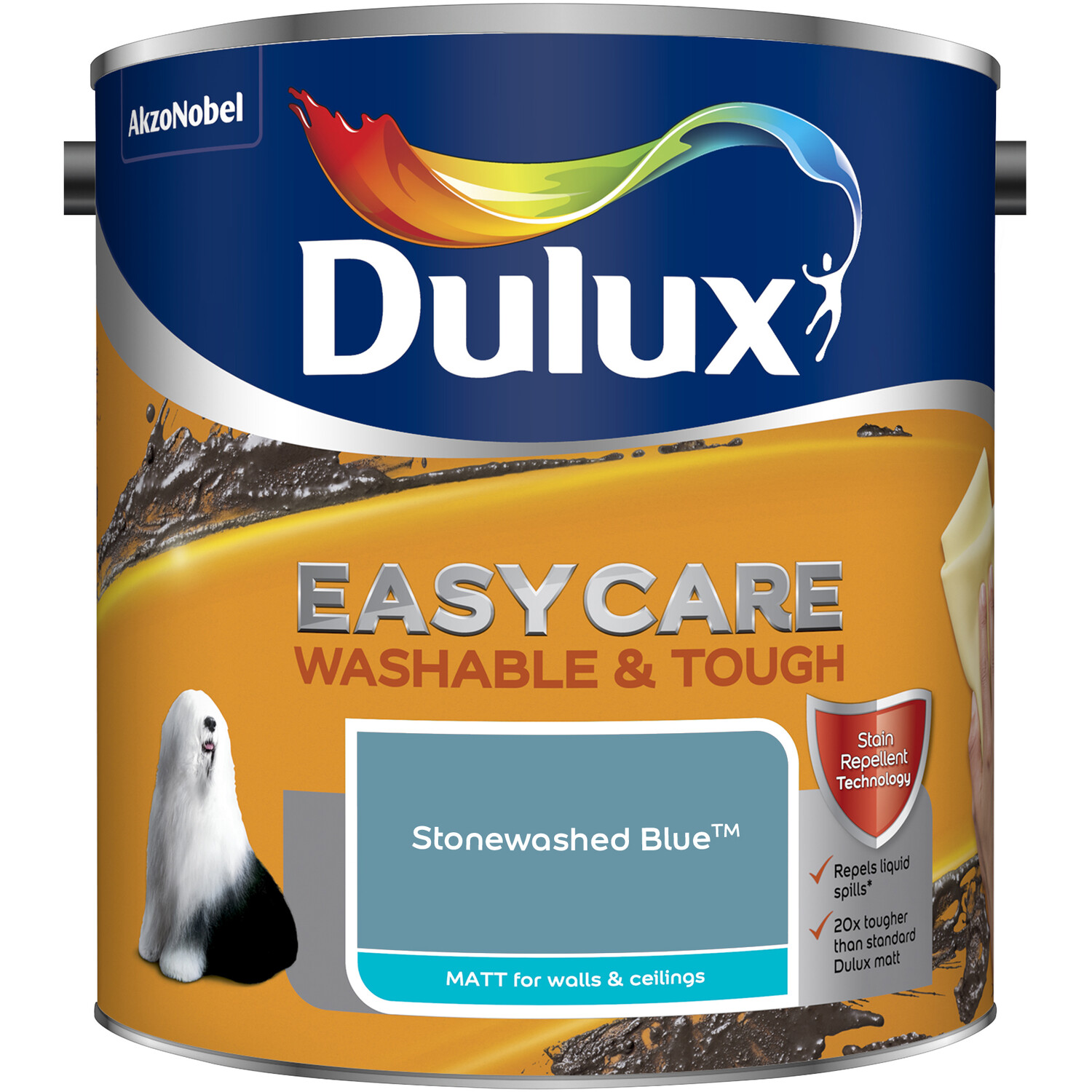 Dulux Easycare Washable & Tough Stonewashed Blue Matt Paint 2.5L Image 2
