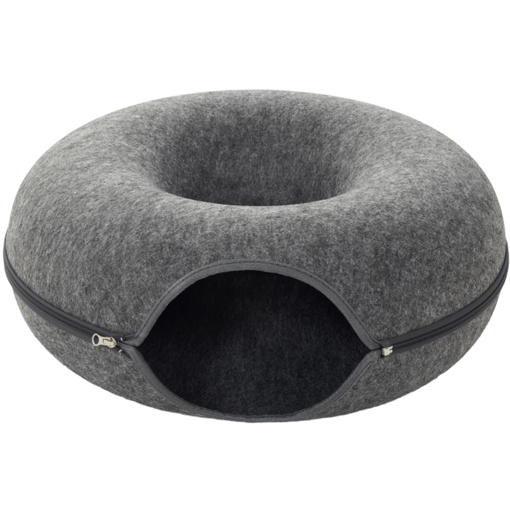 H&O Direct 2ft Dark Grey Round Cat Bed Image 1