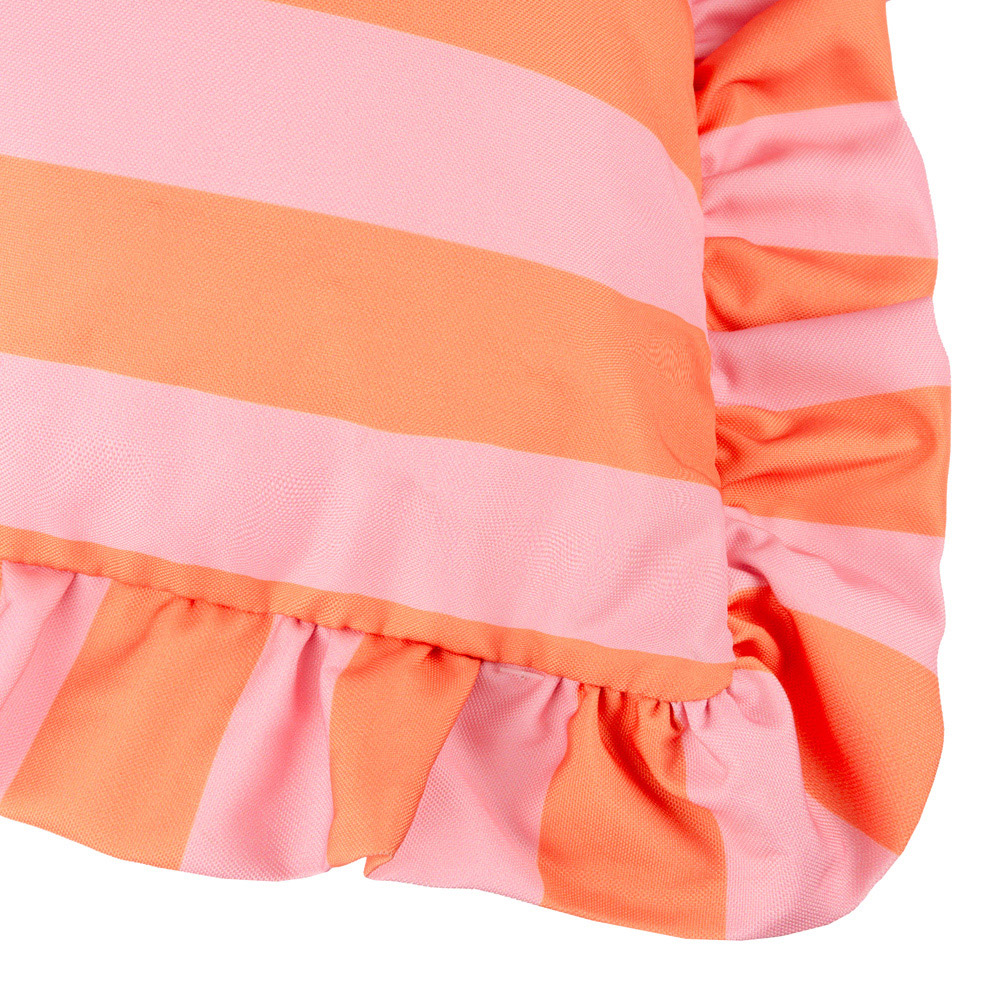Furn Palm Royale Orange Stripe Ruffle Printed Cushion 50 x 50cm Image 3