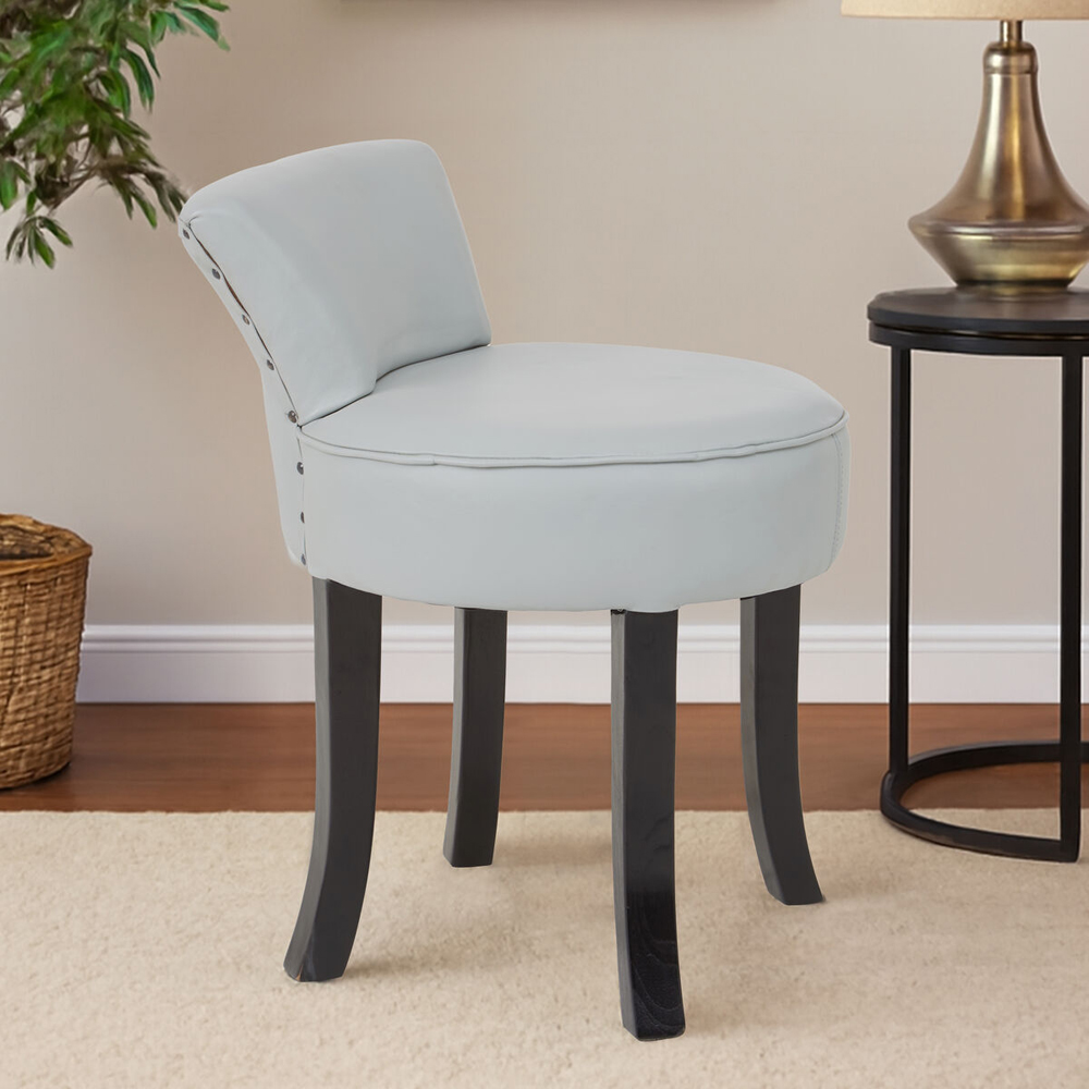 Premier Housewares Kendari Grey Leather Rounded Chair Image 4