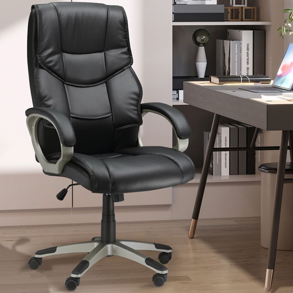 Portland Black Faux Leather Swivel Home Office Chair Image 1