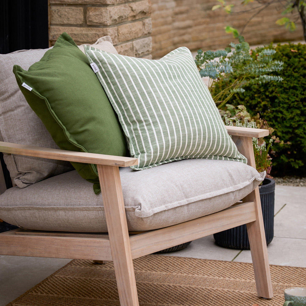 Yard Hessle Green Stripe Cotton Cushion 45 x 45cm Image 6