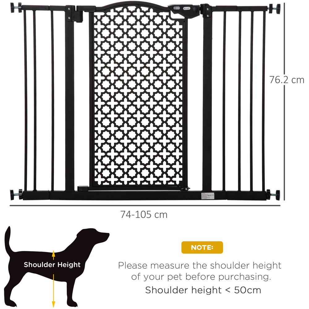 PawHut Black 74-105cm Stair Pressure Fit Pet Safety Gate with Double Locking Image 7