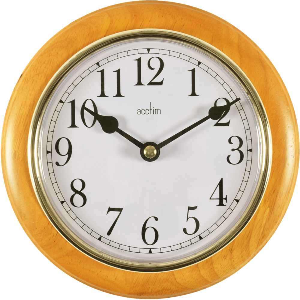 Acctim Maine Cherry Wood Round Wall Clock 20cm Image 1