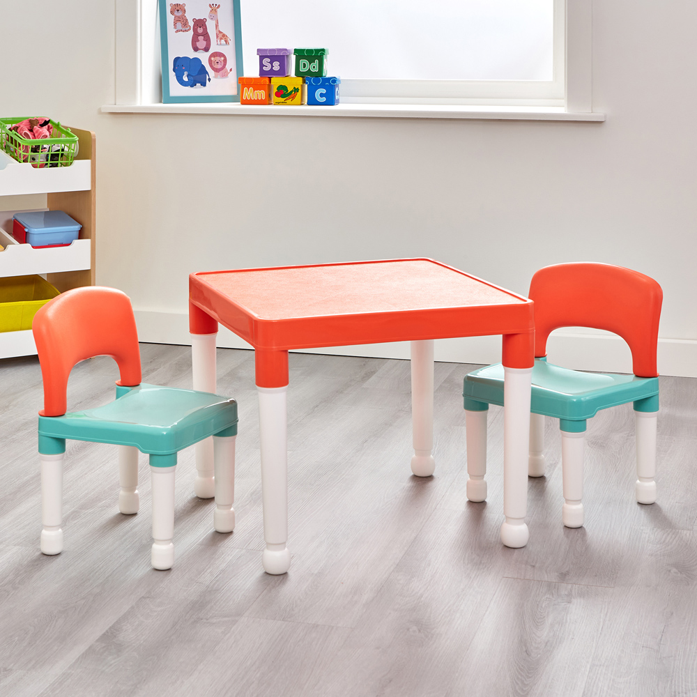 Liberty House Toys Orange and Green Plastic Table and Chairs Image 1