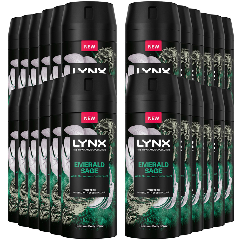 Lynx Fine Fragrance Collection Emerald Sage Deodorant Body Spray 150ml 24 Pack Image 1