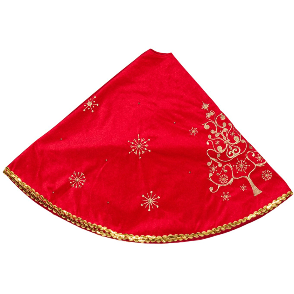 Embroidered Christmas Tree Skirt Red Image 5