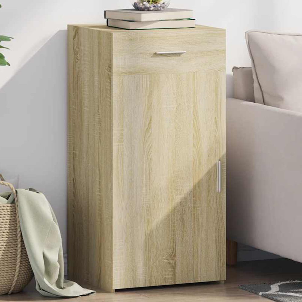 vidaXL Single Door Single Drawer Sonoma Oak Sideboard Image 1