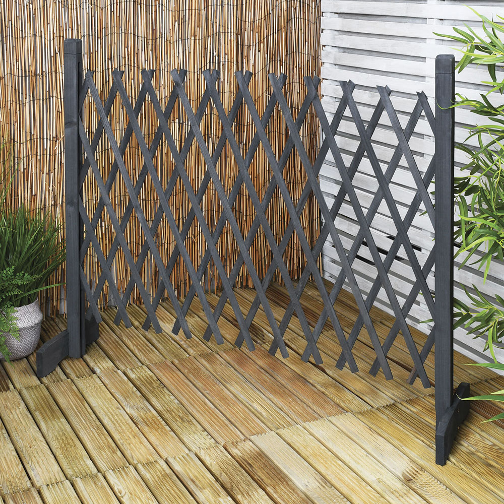 Expanding Wooden Trellis Fence Putty Grey Image 6