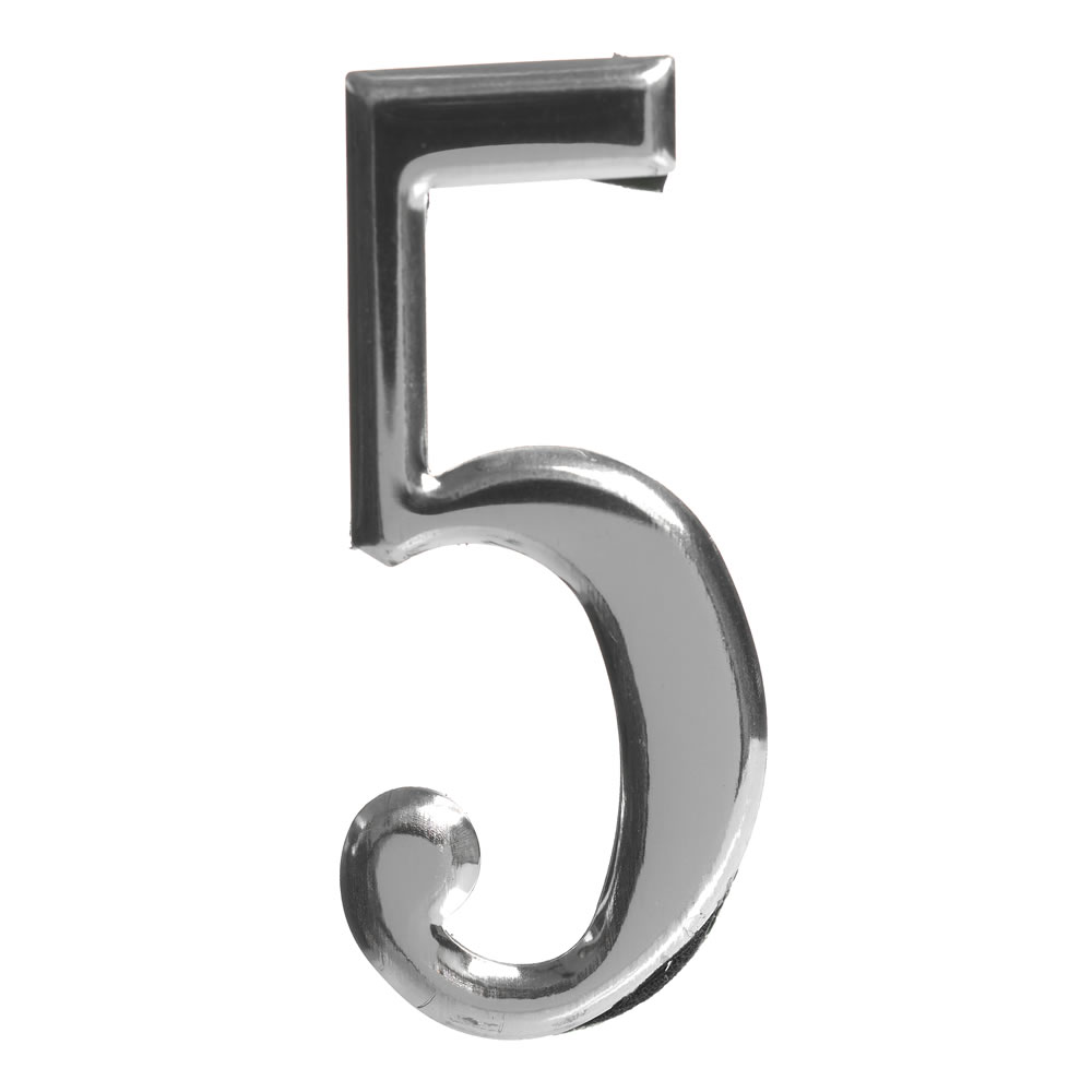 Wilko Self Adhesive SIlver Effect Number 5 Sign Image