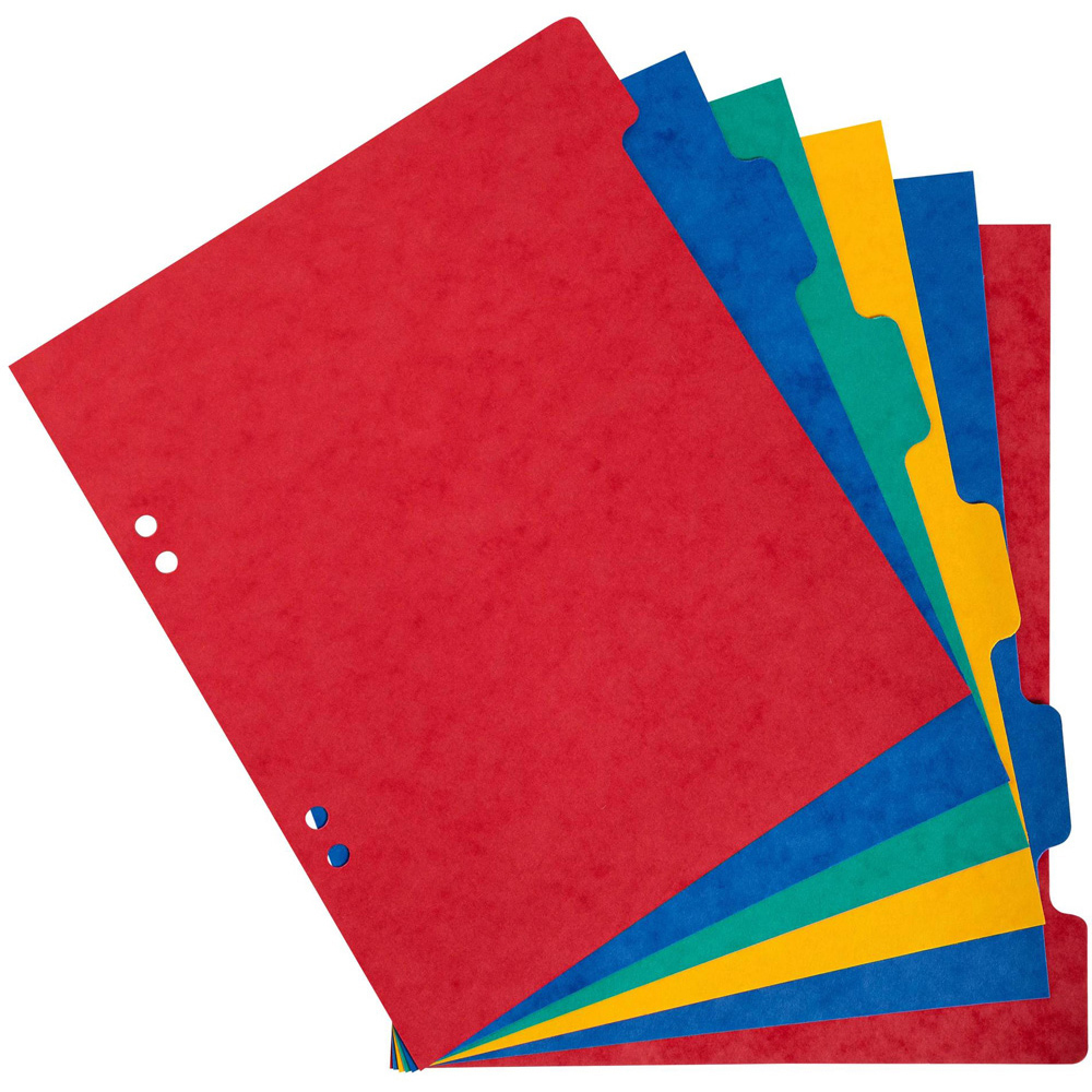 Exacompta 6 Section Assorted Colour Pressboard Lightweight Divider 20 Pack Image 2