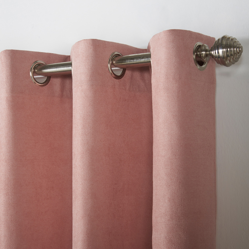 Alan Symonds Blush Velvet Chenille Ring Top Eyelet Curtains 142 x 183cm Image 3