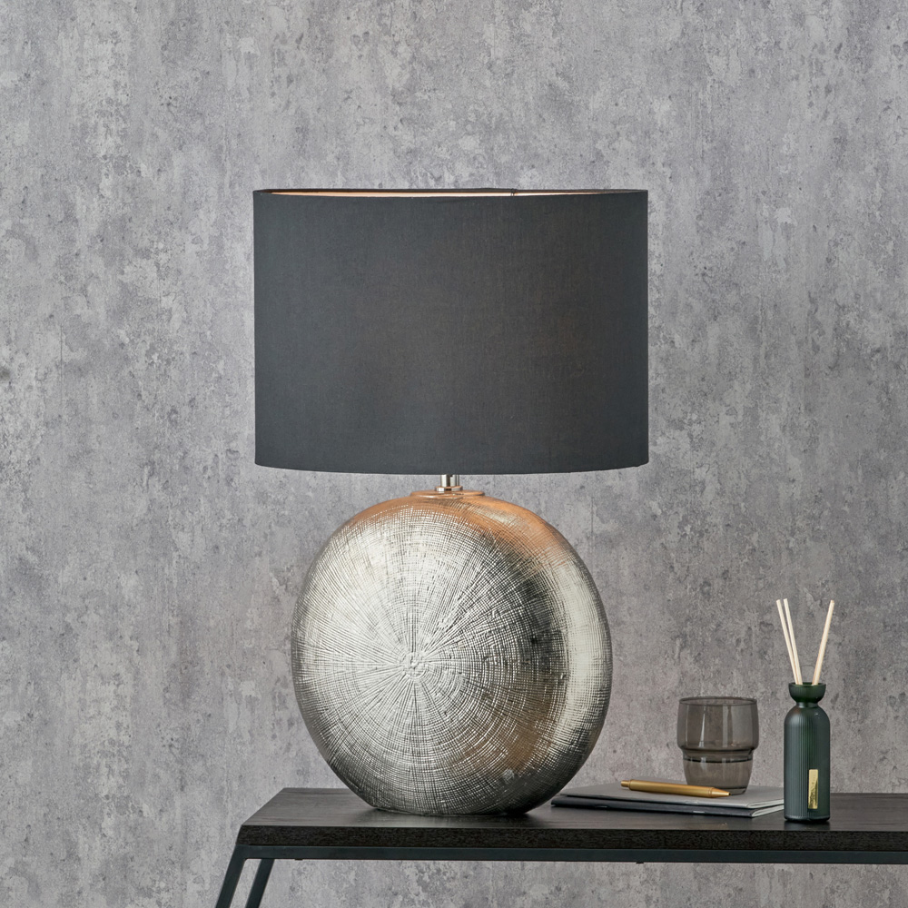 Pacific Lifestyle Alpha Silver Textured Ceramic Table Lamp Image 2