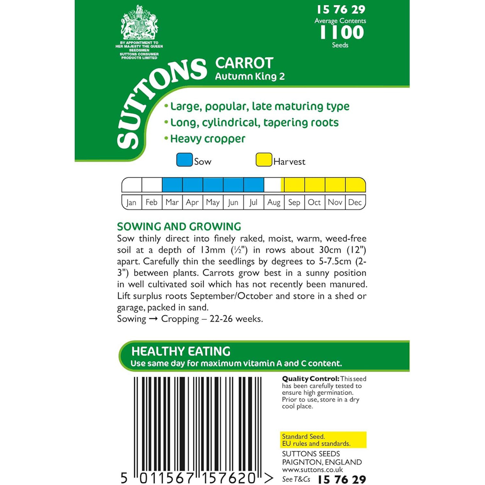 Thompson and Morgan Carrot Autumn King 2 Seeds Image 3