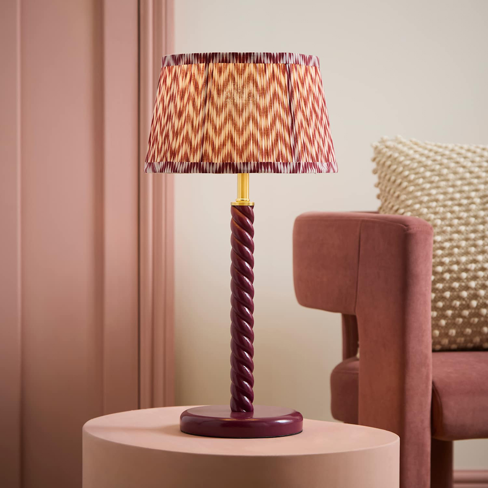 ValueLights Amara Pink Chevron Pleated Shade Pink Twist LED Table Lamp with Bulb Image 6