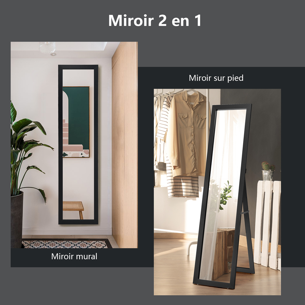 Costway Black Wooden Full Length Mirror 153 x 37cm Image 8