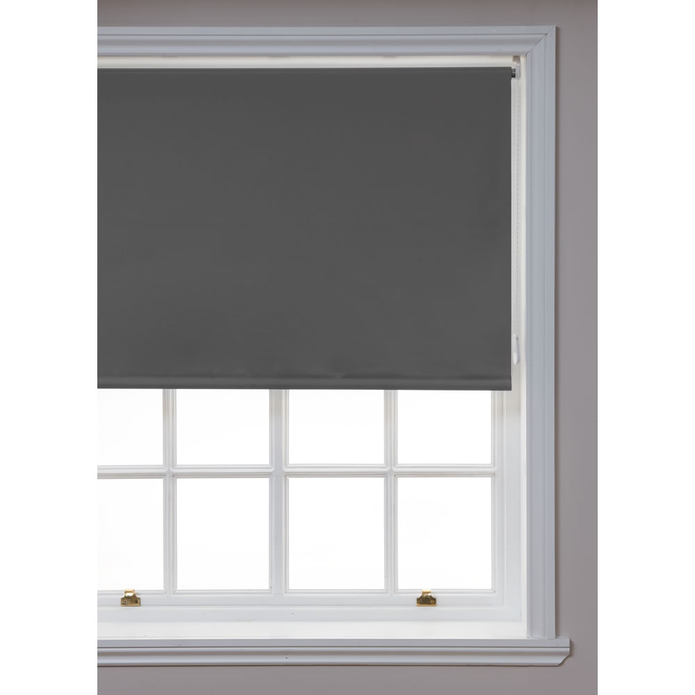 Wilko Blackout Roller Blind Grey 60cm wide x 160cm drop Image