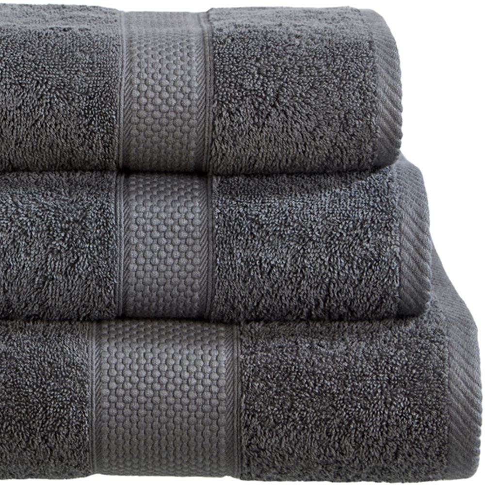 Imperial Ringspun Combed Cotton Grey Turkish Bath Towel 2 Pack Image 2