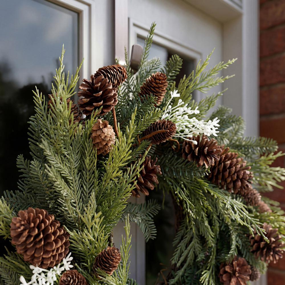Charles Bentley Green Christmas Wreath with Pinecones 60cm Image 7