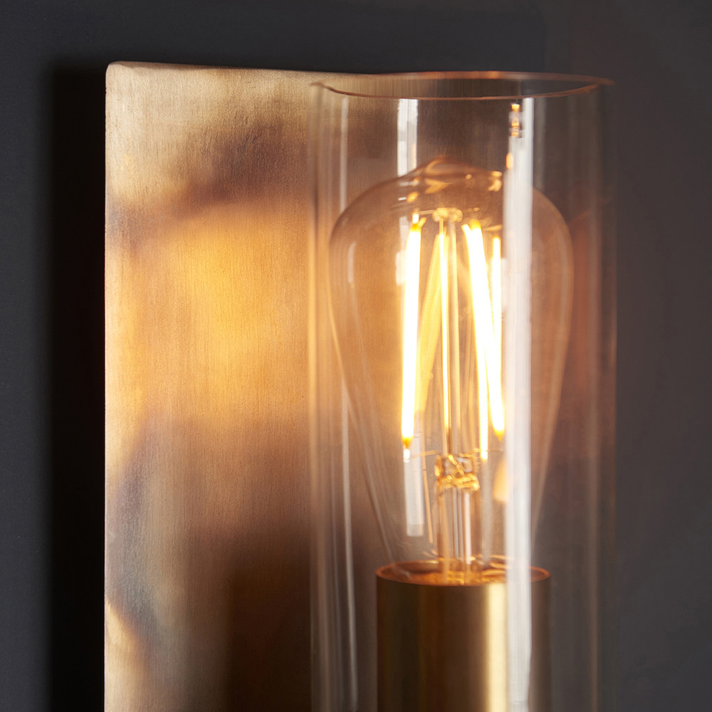 Merano Palermo Bronze Patina and Clear Glass Wall Lamp Image 6