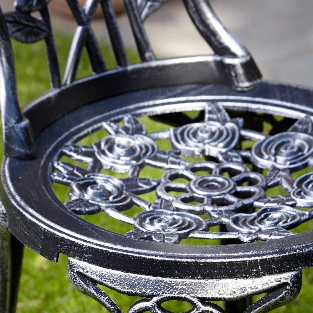 Home Source Rose 2 Seater Grey Outdoor Garden Bistro Set Image 3