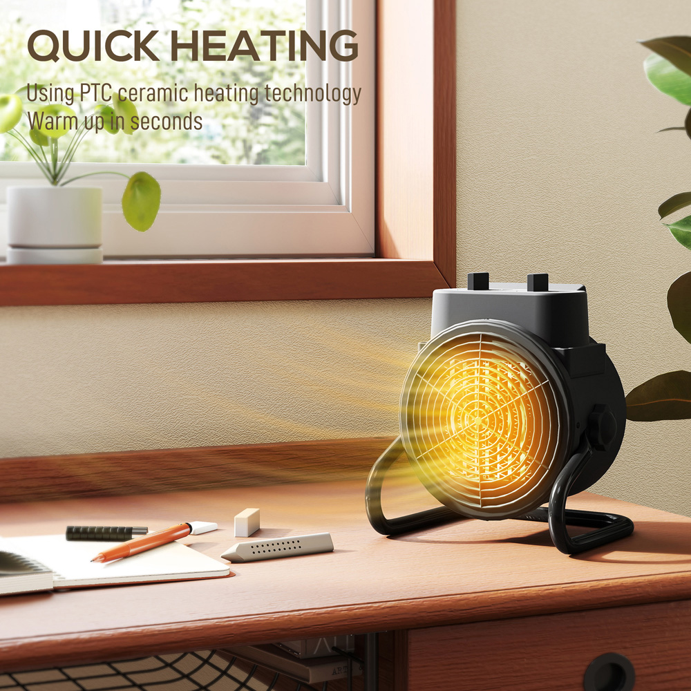 HOMCOM Black Portable Ceramic Electric Fan Space Heater 1500W Image 8