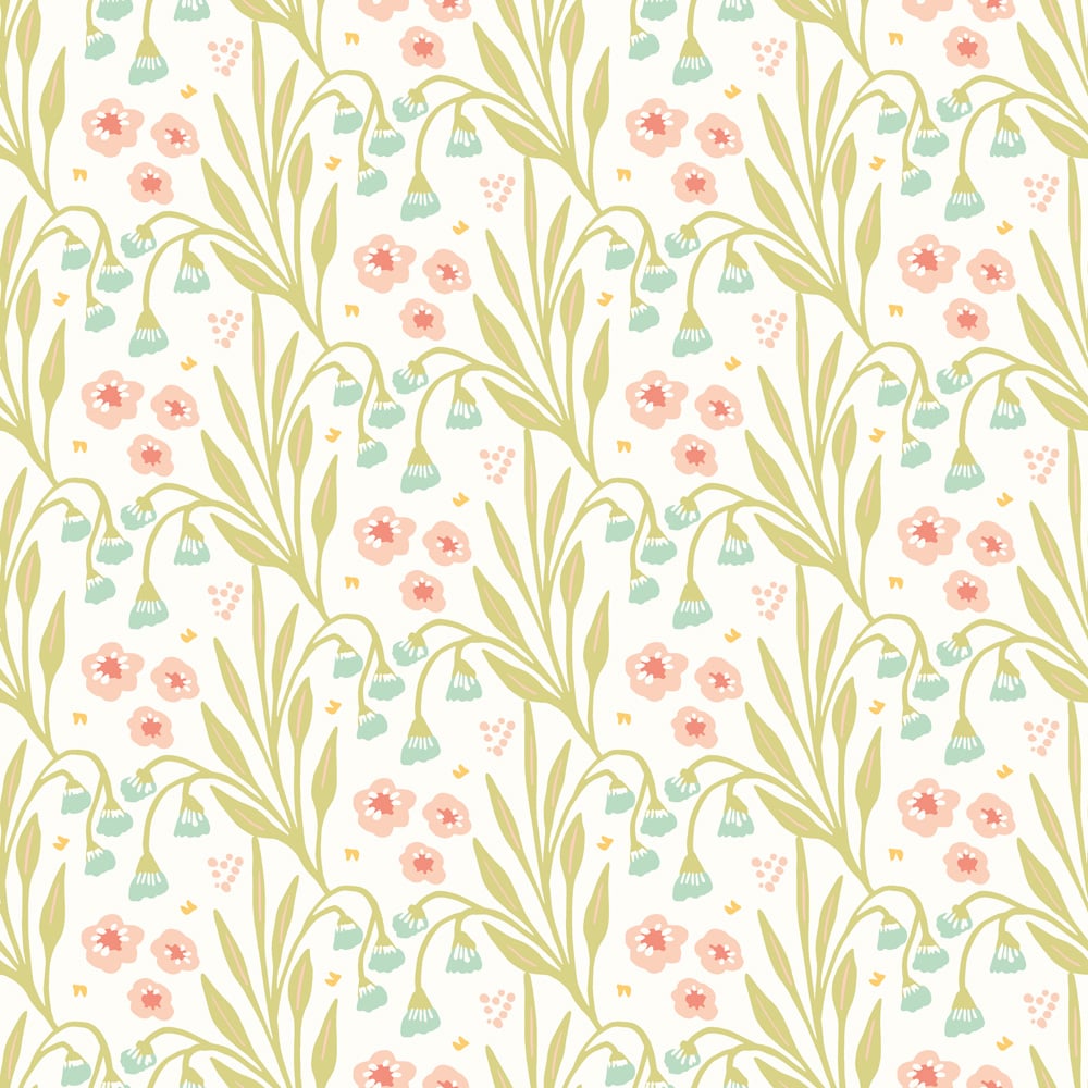 Hoopla Walls Meadow Stripe Peach and Duck Egg Non Woven Wallpaper Image 1