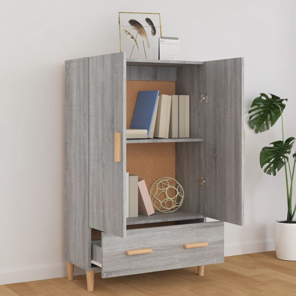 vidaXL 2 Door Single Drawer Grey Sonoma Highboard Image 6
