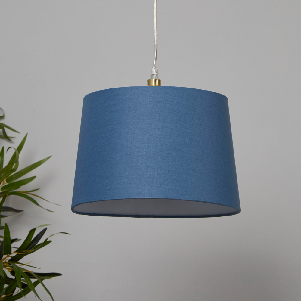 Lighting Collection Yates Blue Tapered Drum Lamp Shade 30cm Image 2