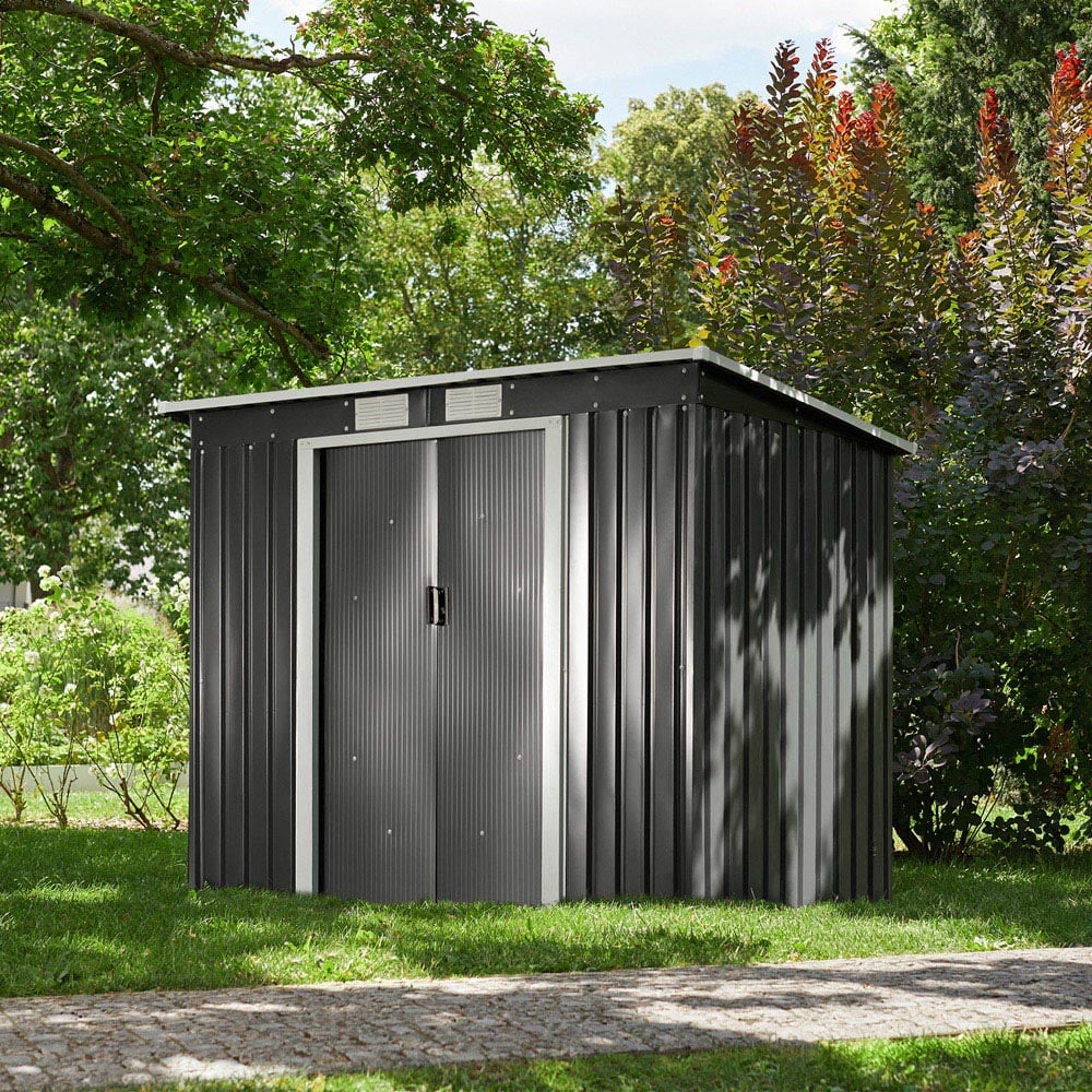 tectake Grey and White Pitch Roof Shed Image 7