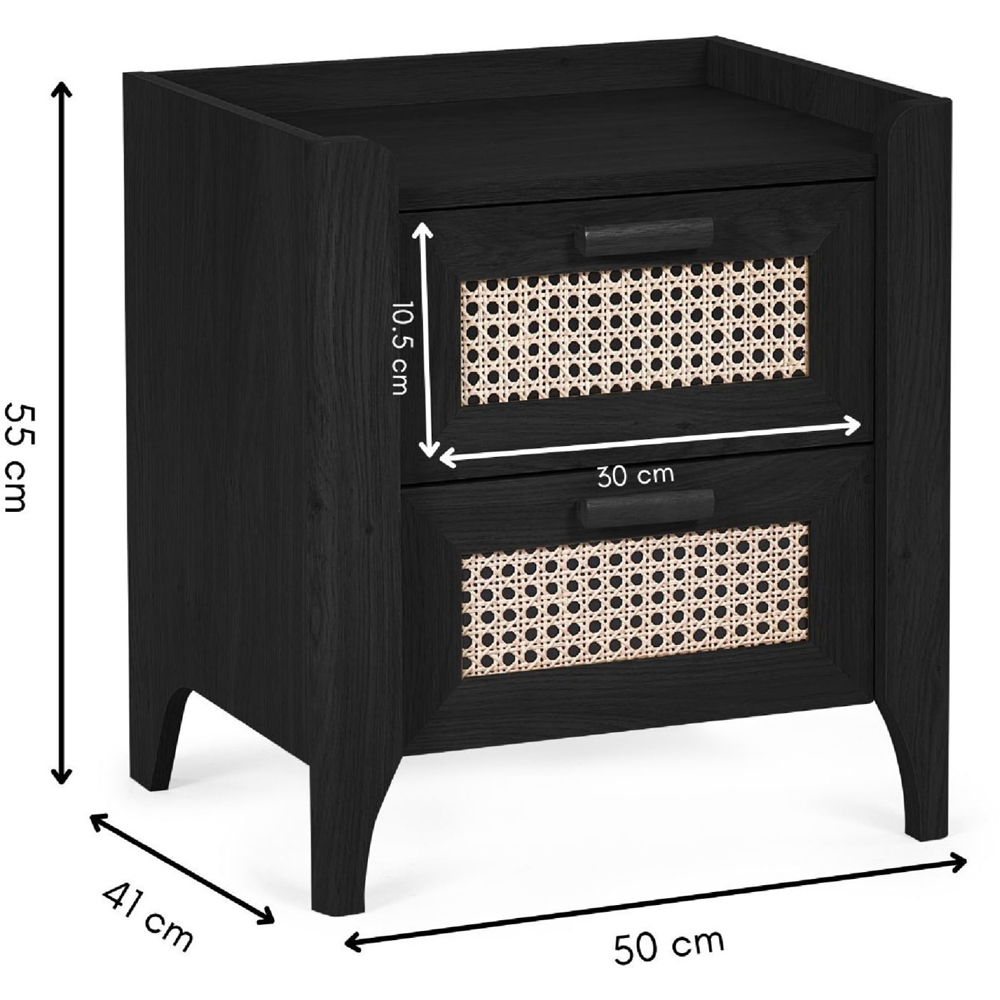 Julian Bowen Sydney 2 Drawer Black Ash Bedside Table Image 9