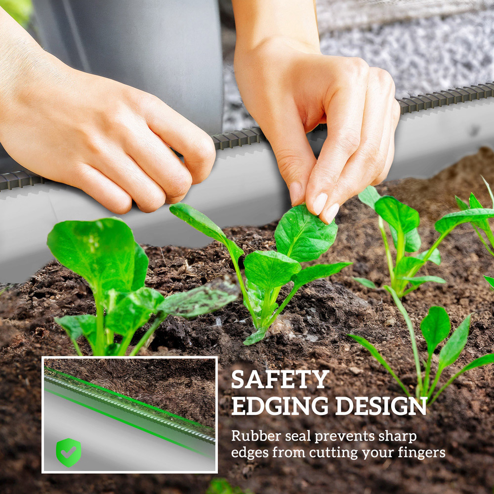 Outsunny Silver Galvanised Raised Garden Bed with Safety Edging 30 x 150 x 62cm Image 6